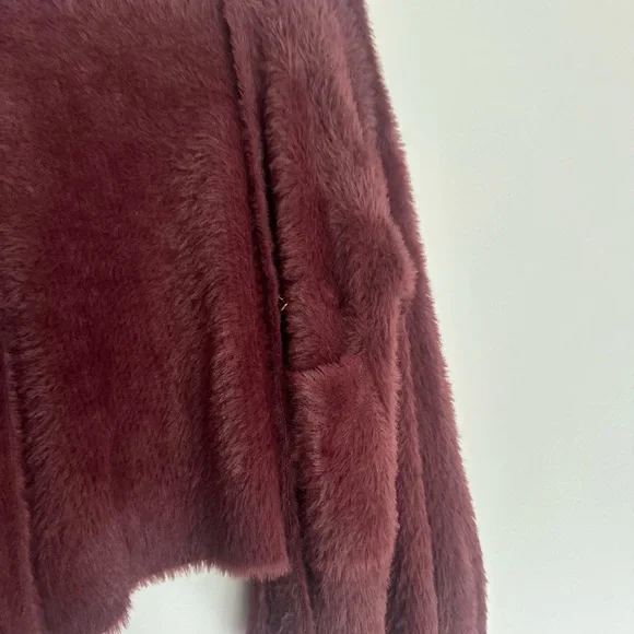 L'AGENCE Rich Maroon Fuzzy Cardigan - Picture 3 of 3